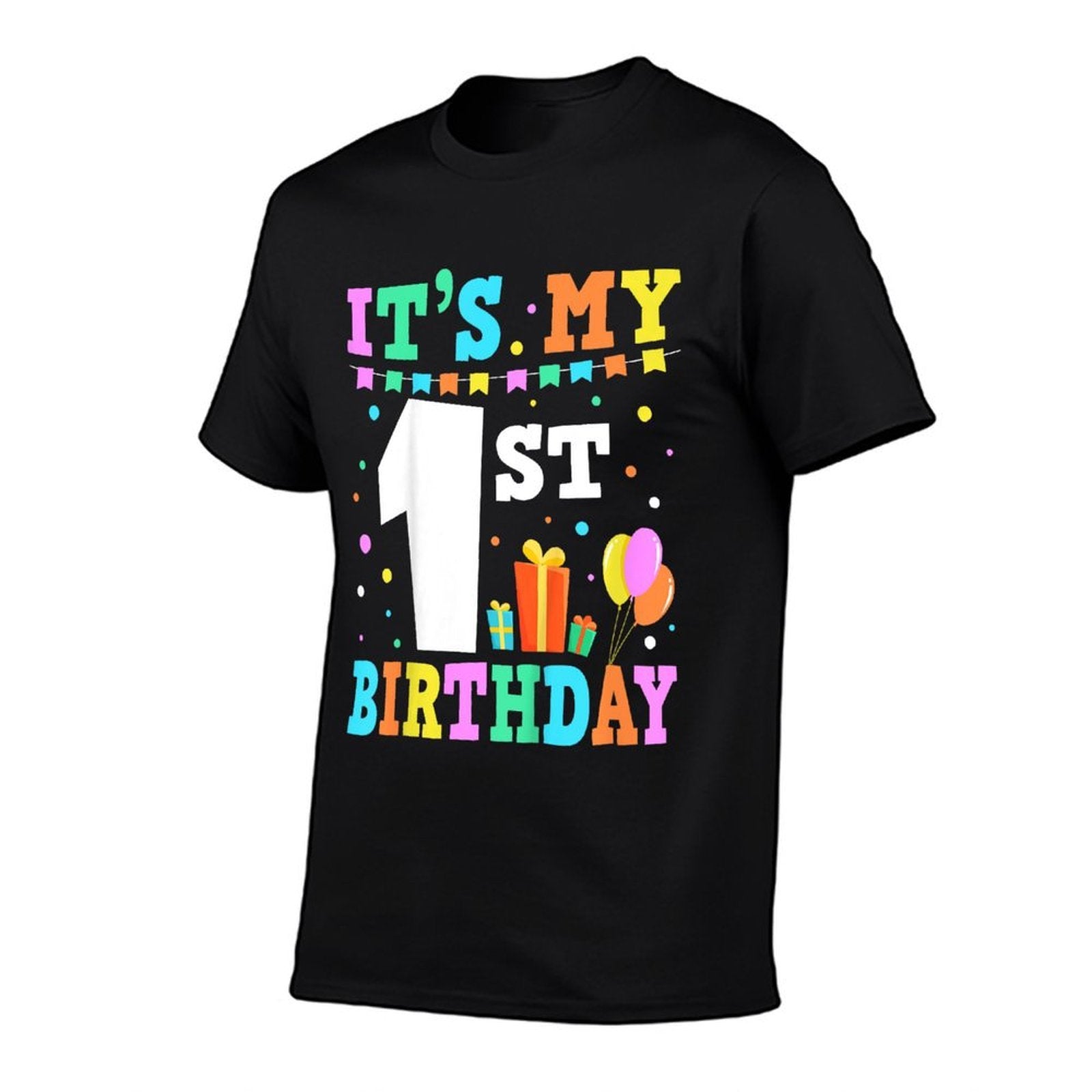 Kids It's My 1st Birthday One 1 Year Happy Birthday Boys & Girl  Ribbed Collar T-Shirt