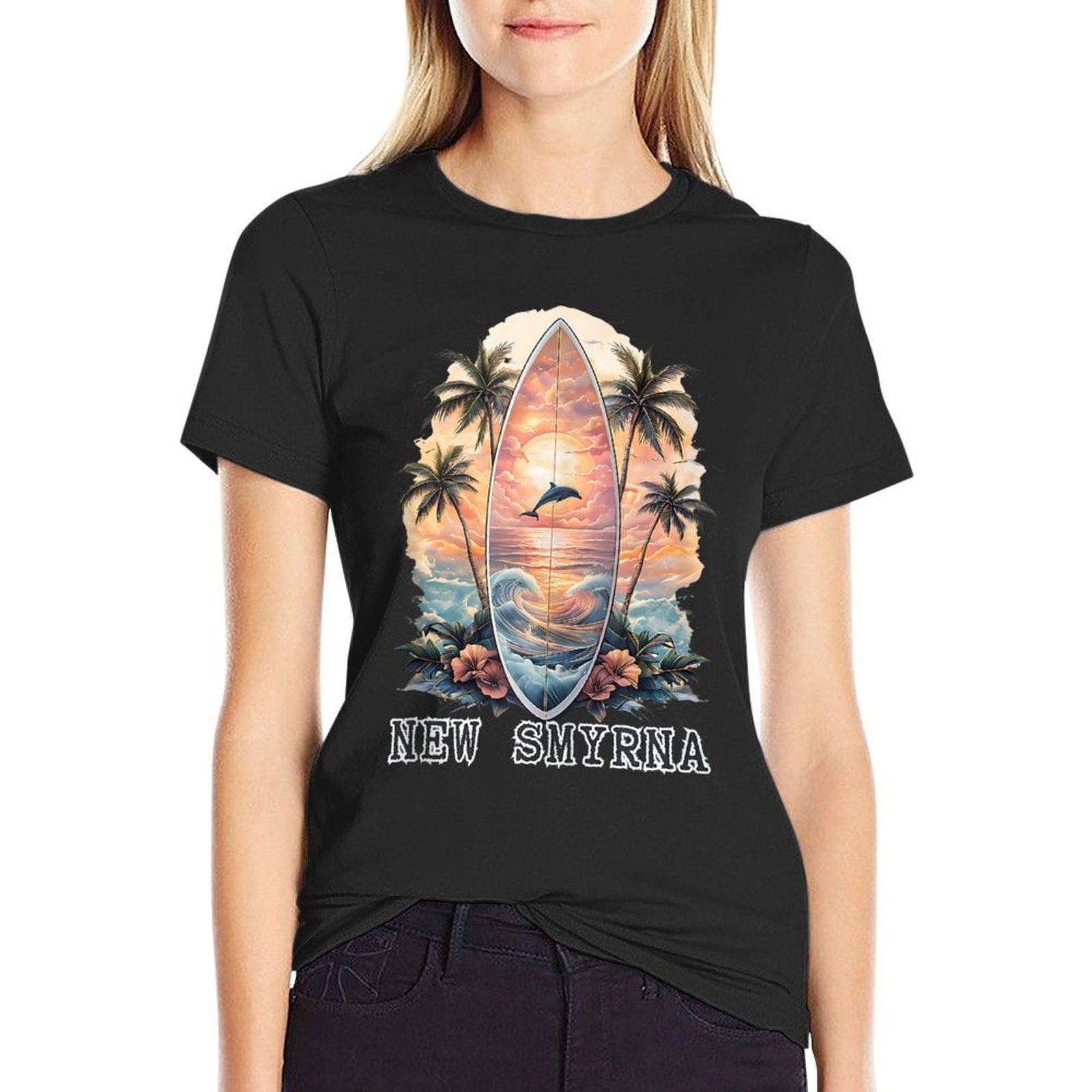 New Smyrna Beach Vintage Palm Tree Surfing Men  Women  Vintage-inspired T-Shirt