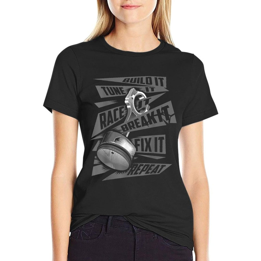 Funny Build It Tune It Race It Break It Fix It Repeat  Rolled Sleeves T-Shirt