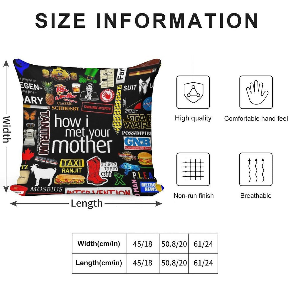 How I Met Your Mother Collage Poster Iconographic - Infographic Soft Skin-Friendly Throw Pillow