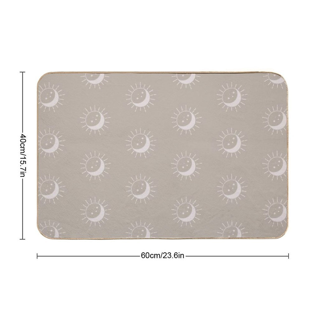 Pretty Sun And Moon Pattern Soft Aesthetic In Muted Colors Light Taupe  Dirt-Trapping Bath Mat