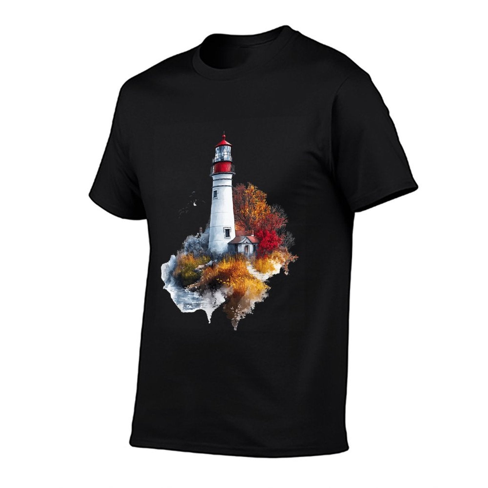 Scenic Lighthouse in Autumn Landscape  Vintage-inspired T-Shirt