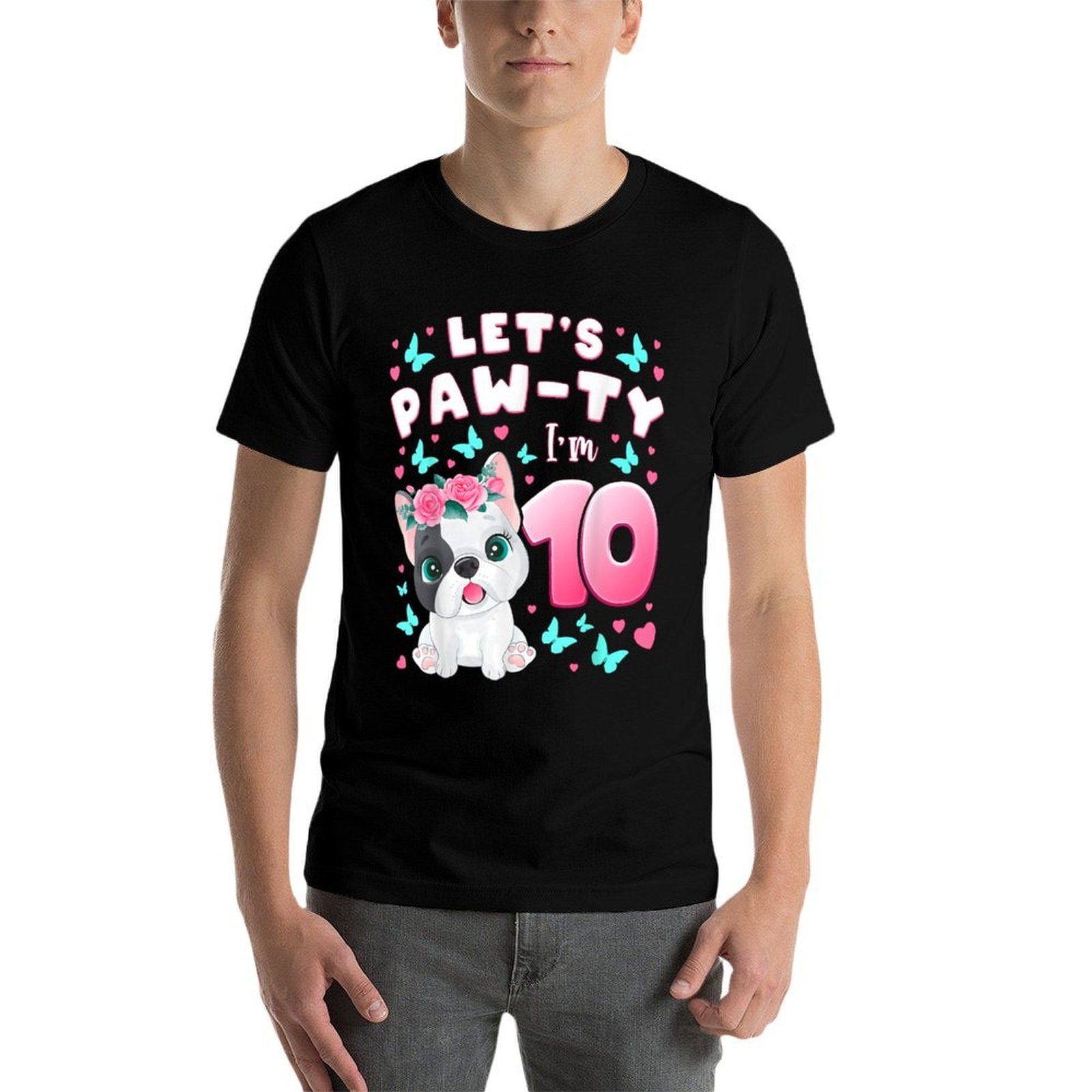 10th Birthday, Girl 10 Year, Dog, Puppy, Number 10  Summer-ready Fabric T-Shirt