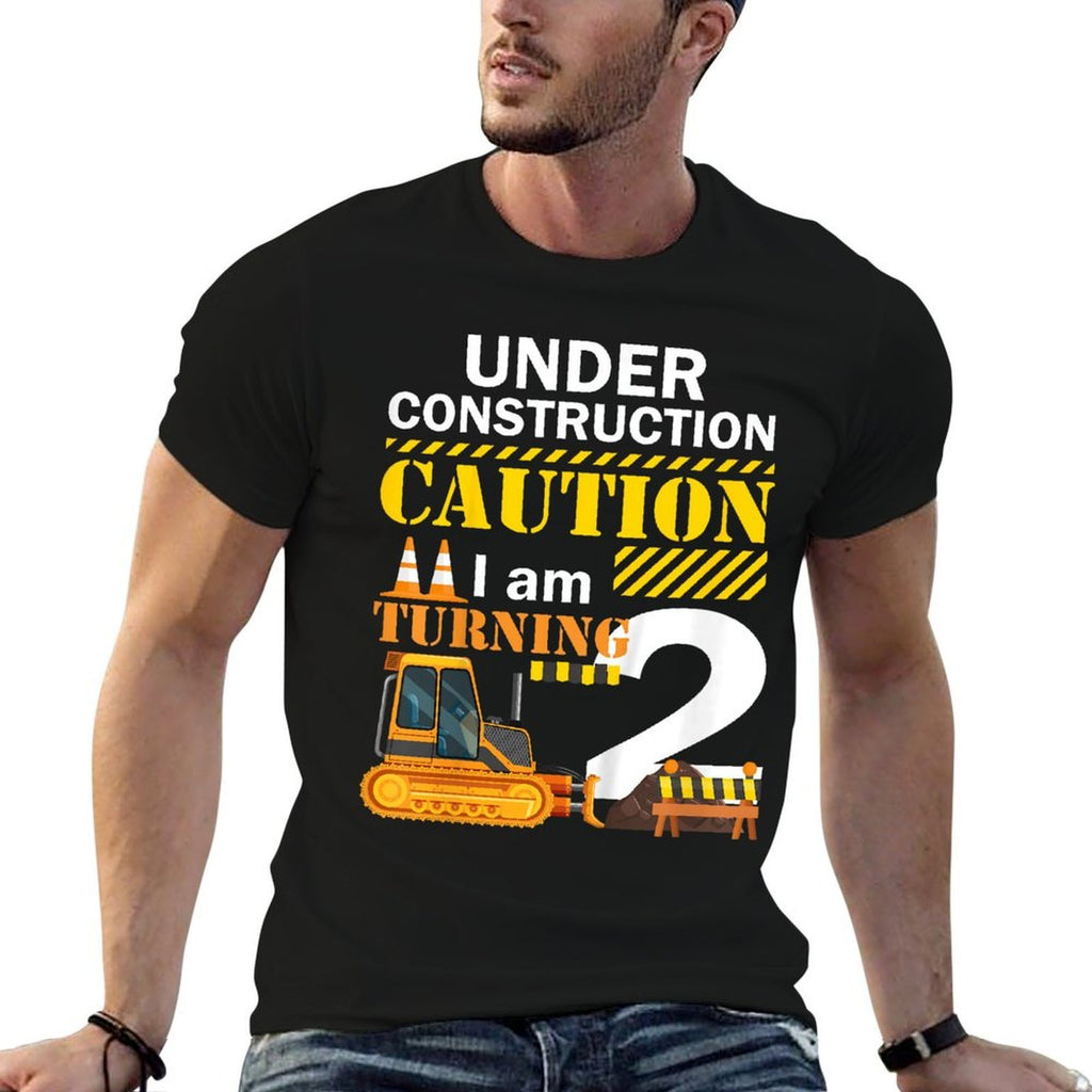 Kids 2nd Birthday Under Construction Caution I Am Turning 2  Soft T-Shirt