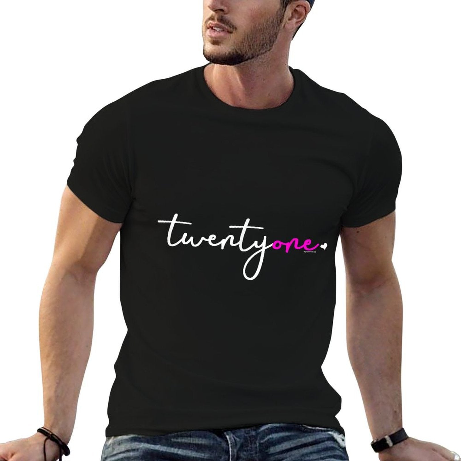 21st Birthday Gift Idea for Her Women  Twentyone Pink  Ribbed Collar T-Shirt