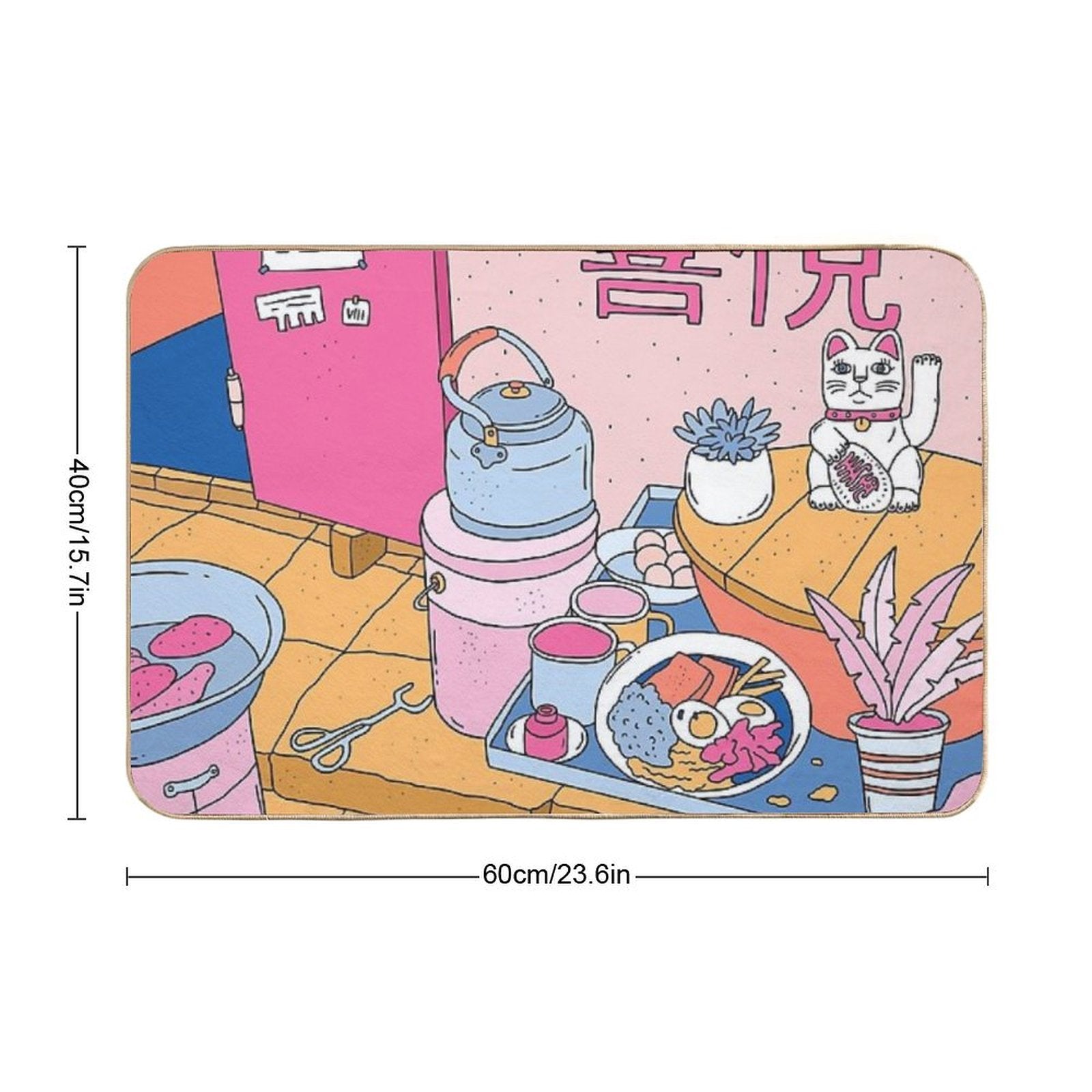 MANEKI STREET FOOD  Fade-Resistant Bath Mat
