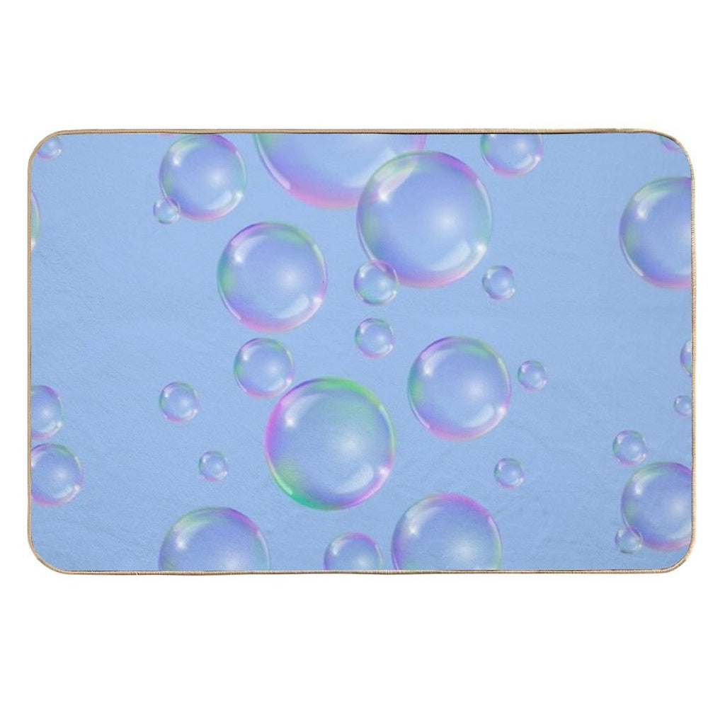 Colorful Bubbles Pattern - Light Blue Background  Repositionable Bath Mat
