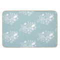 White Abstract Floral Patterns with Sky Blue Background  Toxin-Free Bath Mat