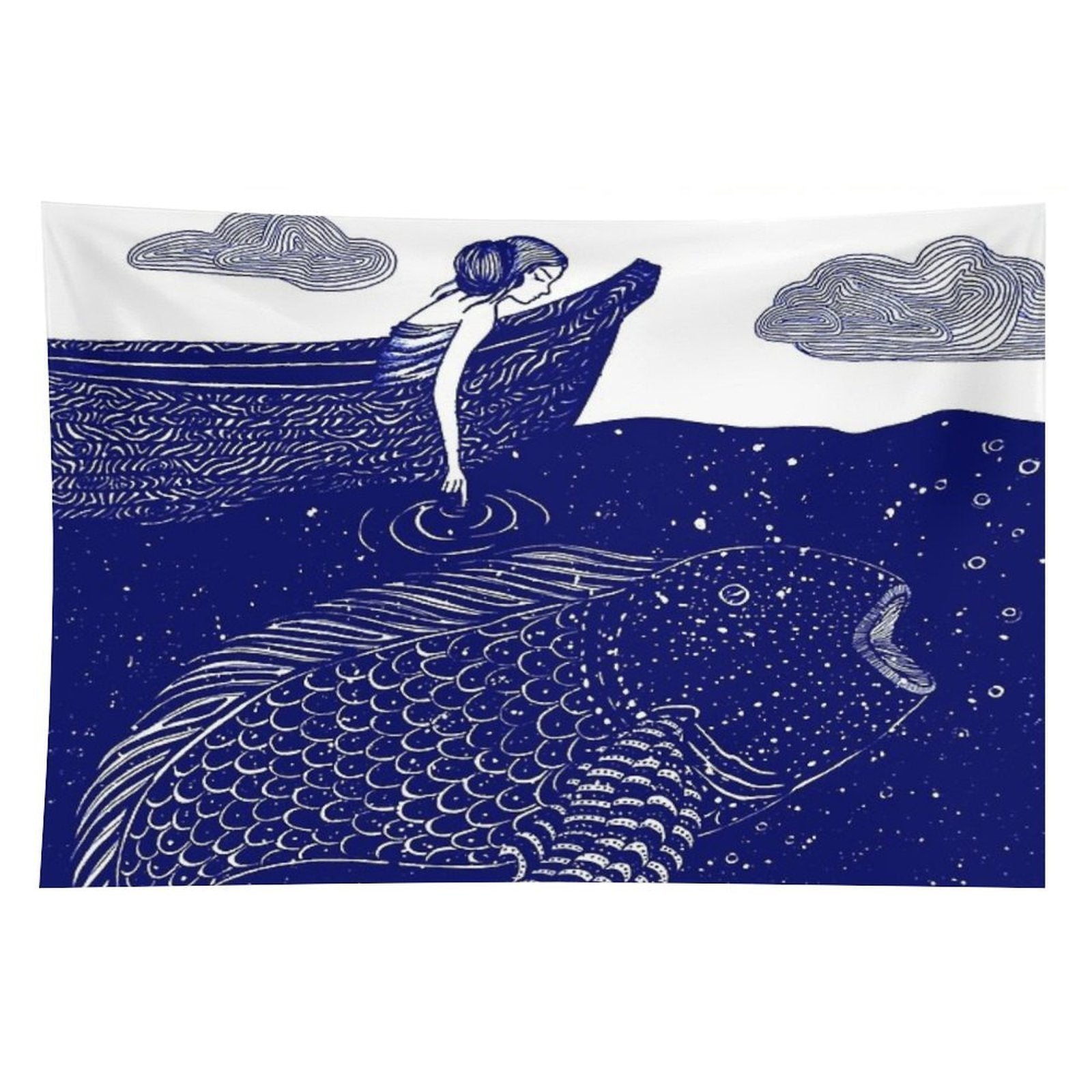 The Blue Shimmering Sea Lights Tapestry