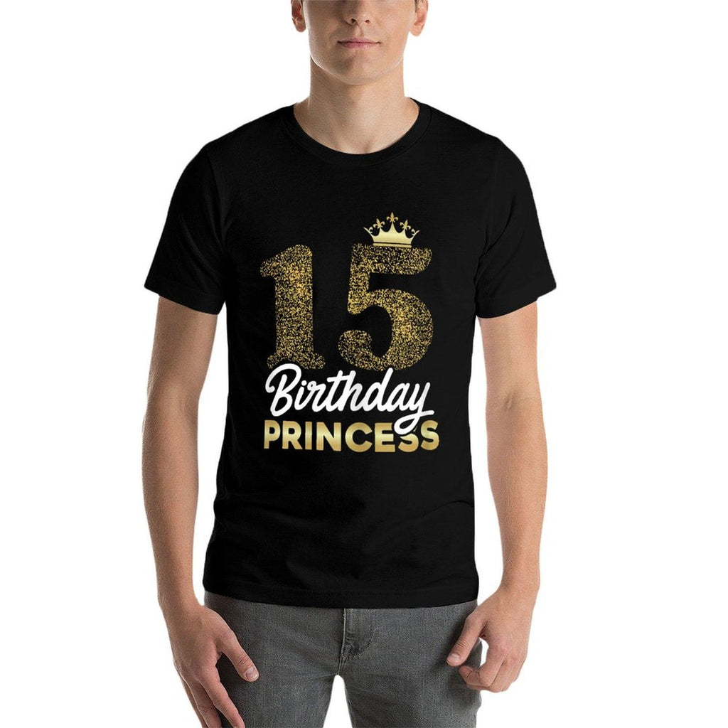 15th Birthday Girl Princess Cute Retro Crown 15 Years Old  Relaxed-fit T-Shirt