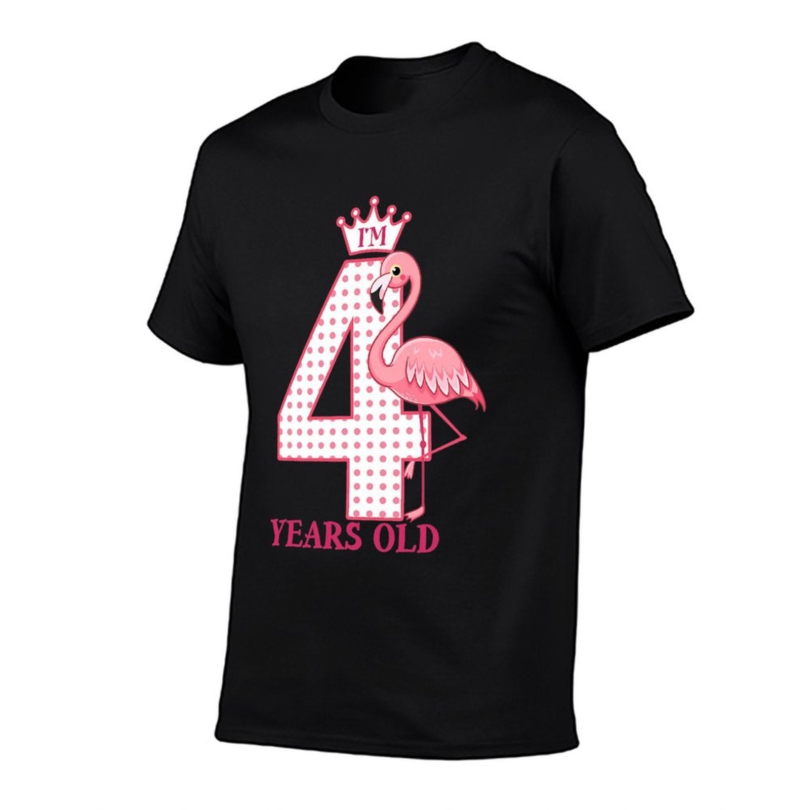 Kids I'M 4 Years Old Crown And Pink Flamingo I'M Four Years Old Premium  Heathered Texture T-Shirt