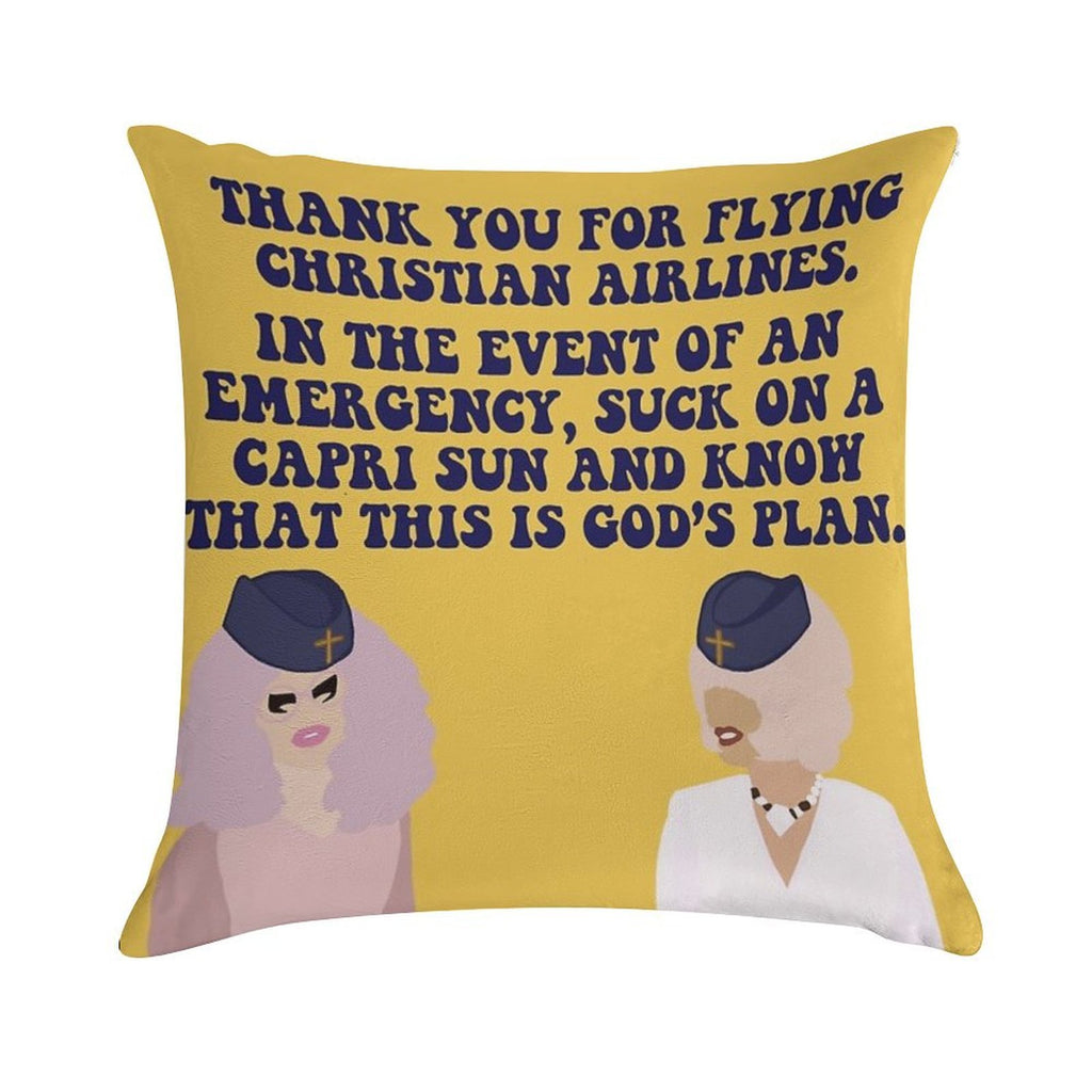 Trixie And Katya Christian Airlines Soft Luxury Feel Throw Pillow