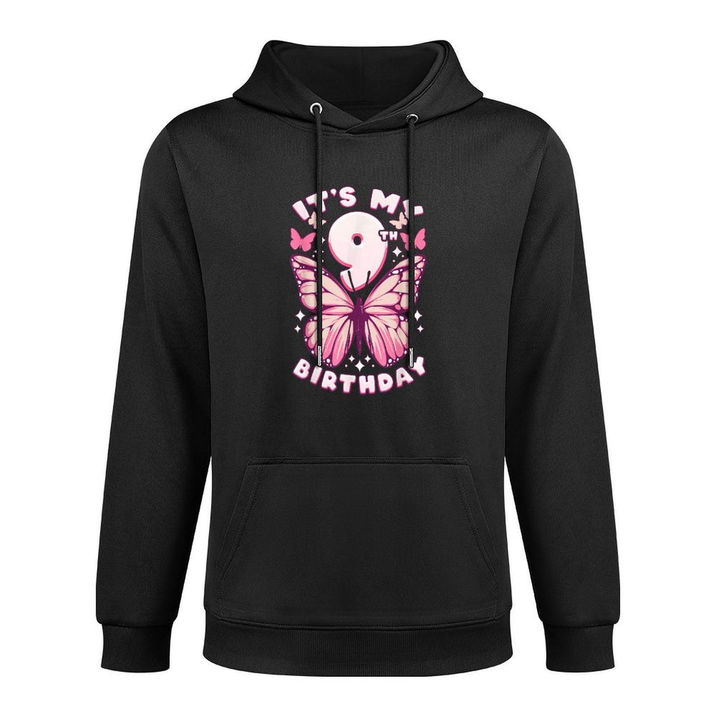 9th Birthday, Girl 9 Years, Butterflies And Number 9 All-Day Comfort Hoodie