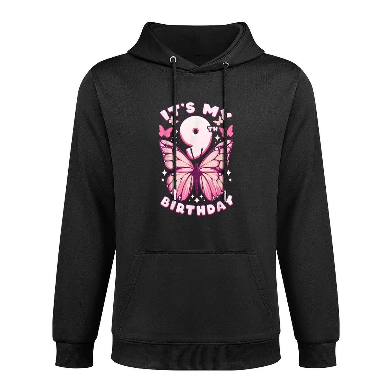 9th Birthday, Girl 9 Years, Butterflies And Number 9 All-Day Comfort Hoodie