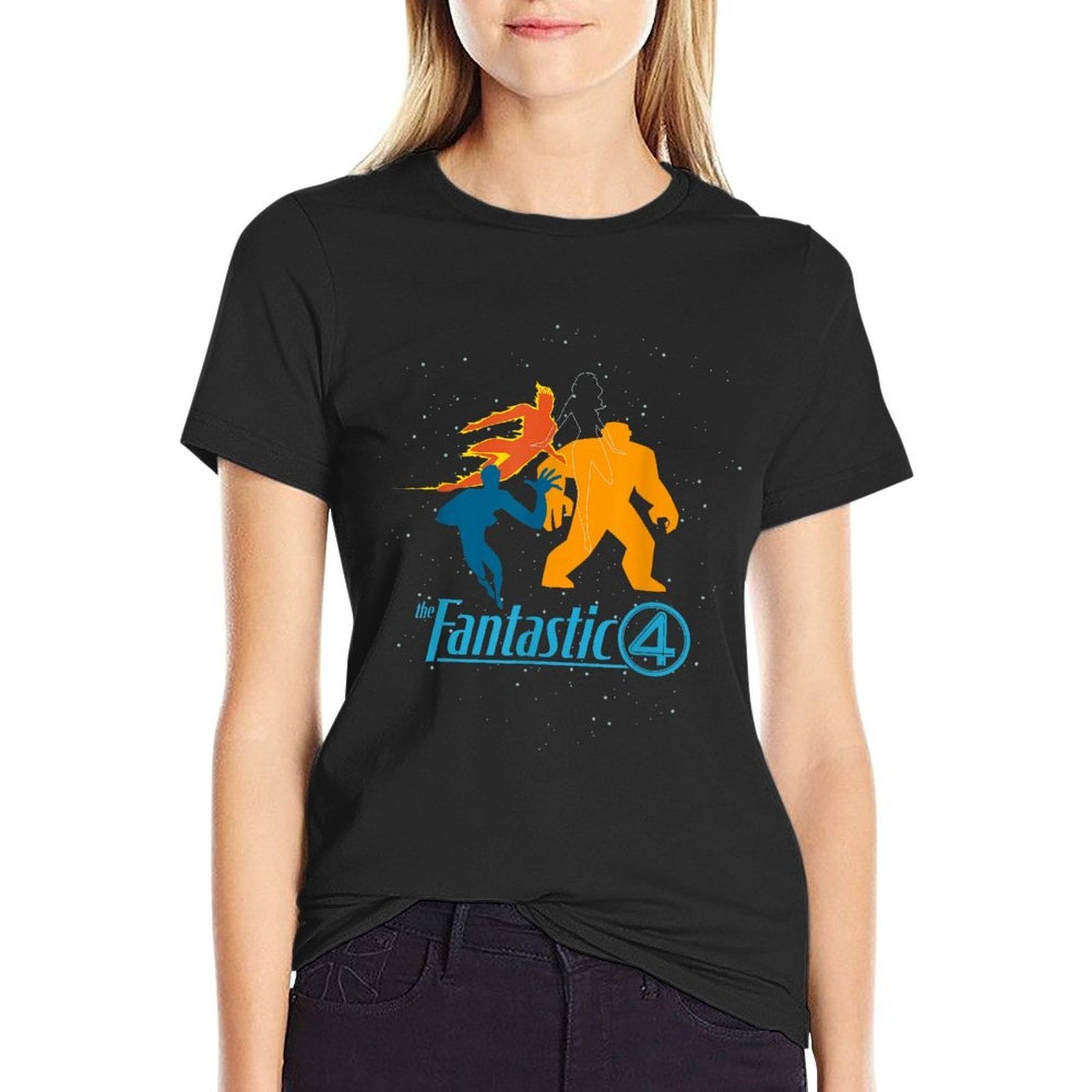 Marvel Studios The Fantastic Four First Steps Team And Logo  Wrinkle-resistant T-Shirt