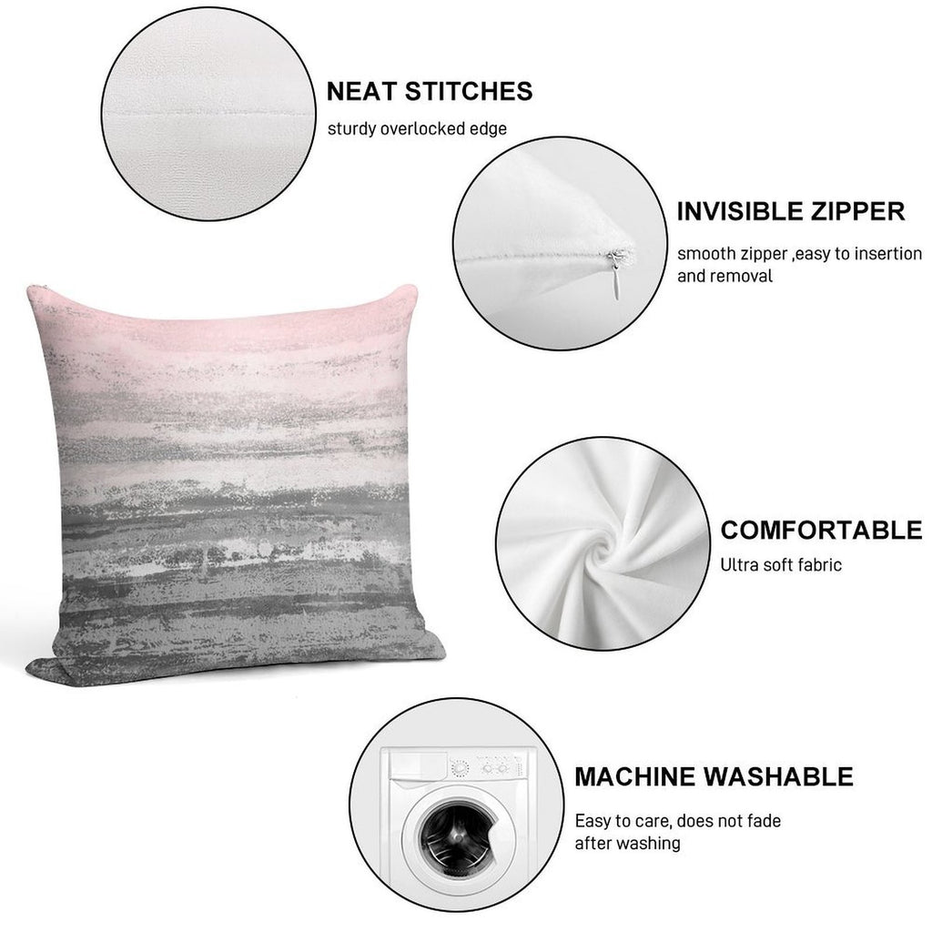 Pink Gray Landscape Soft Decorative Cover Throw Pillow