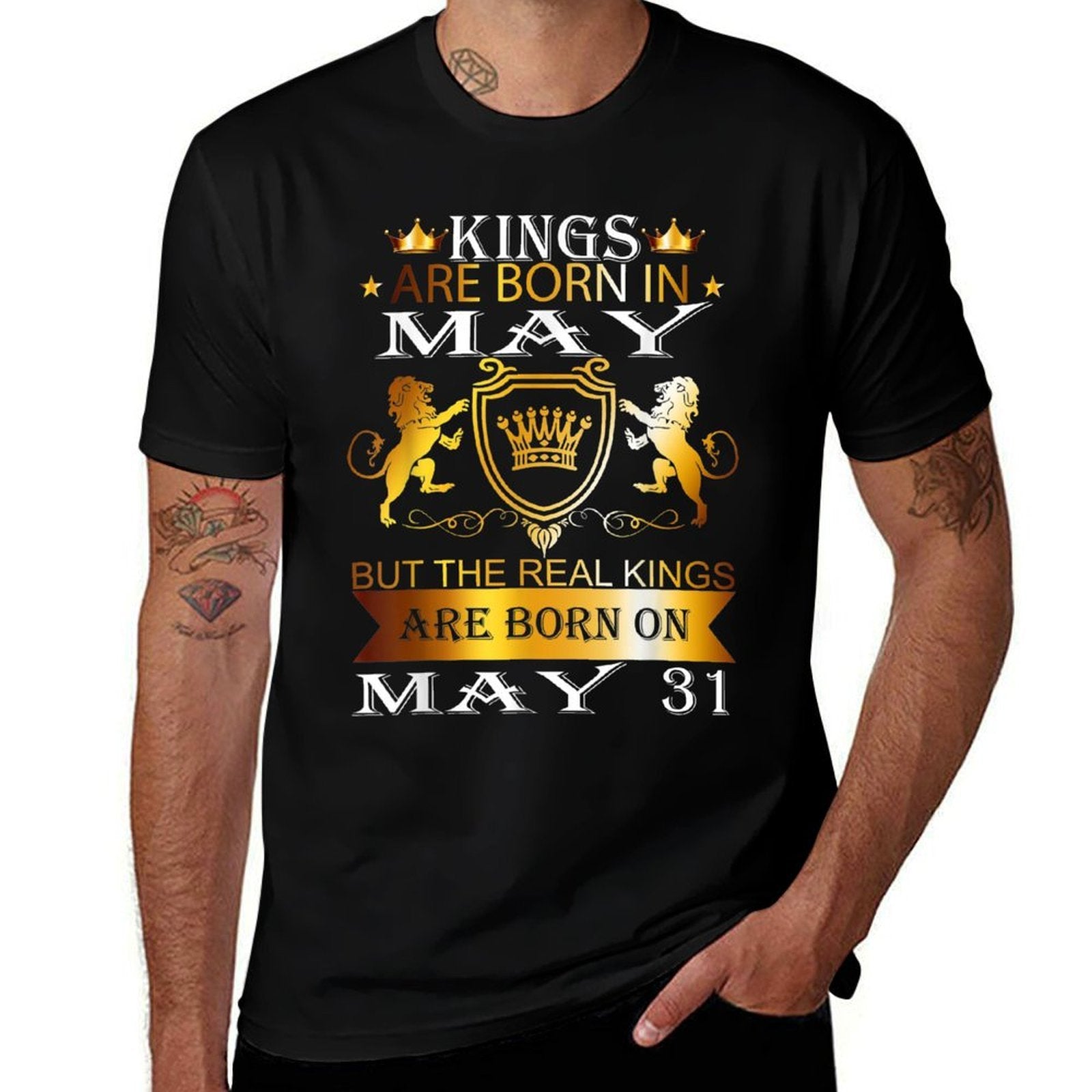 Kings Are Born On May 31st Birthday Bday Men Boy Kid  Trendy Pattern T-Shirt