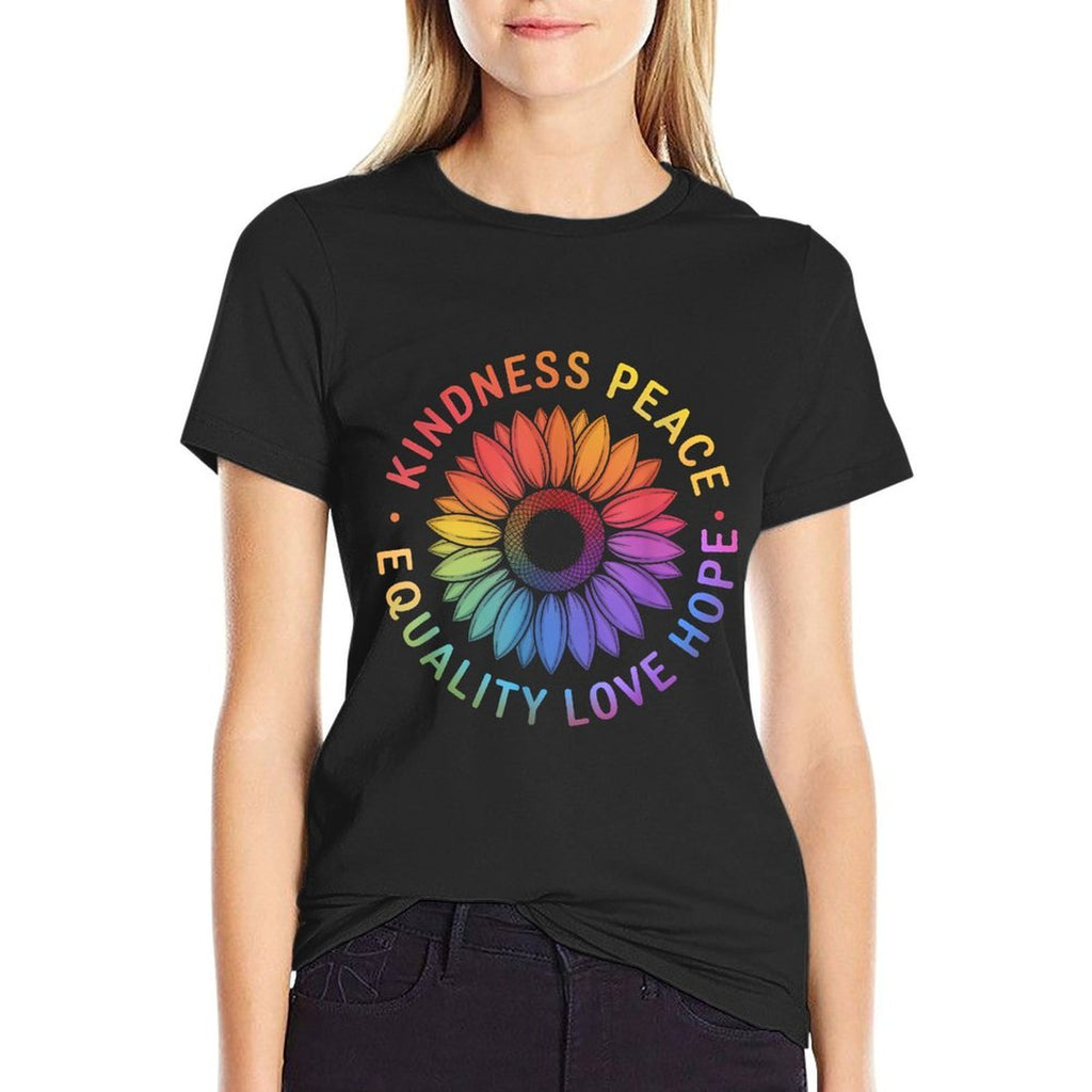 Sunflower Rainbow LGBTQ+ Gay Pride Month LGBT Ally  Easy-care T-Shirt