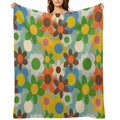 70s Floral Blue Shrink-resistant Throw Blanket