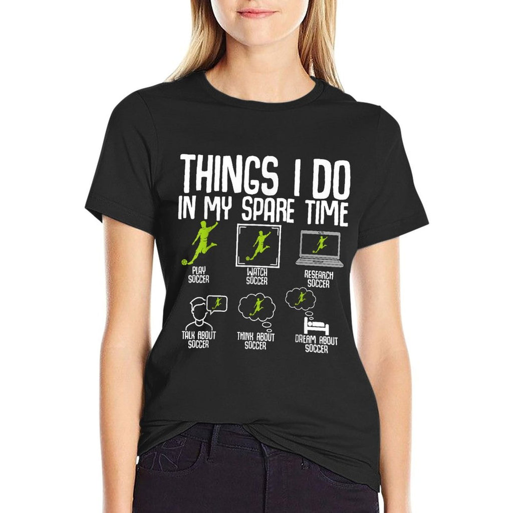 Things I Do in My Spare Time Soccer Boys Kids Youth Men  Rolled Sleeves T-Shirt