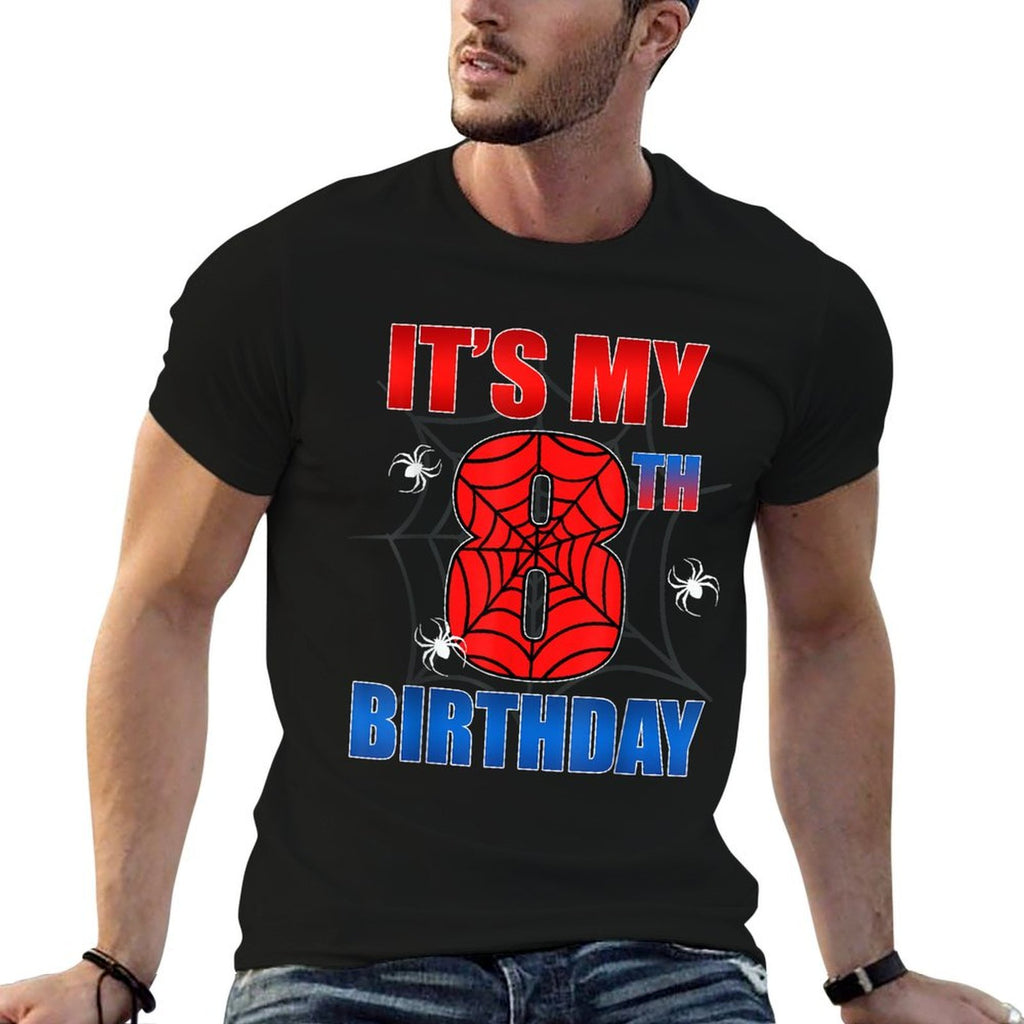 Spider Web 8 Years Old It's My 8th Birthday Boy Party  Moisture-wicking T-Shirt