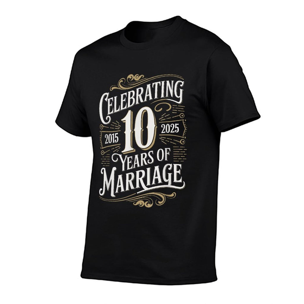 Celebrating 10 Years of Marriage Anniversary Funny Couples  Tagless Design T-Shirt