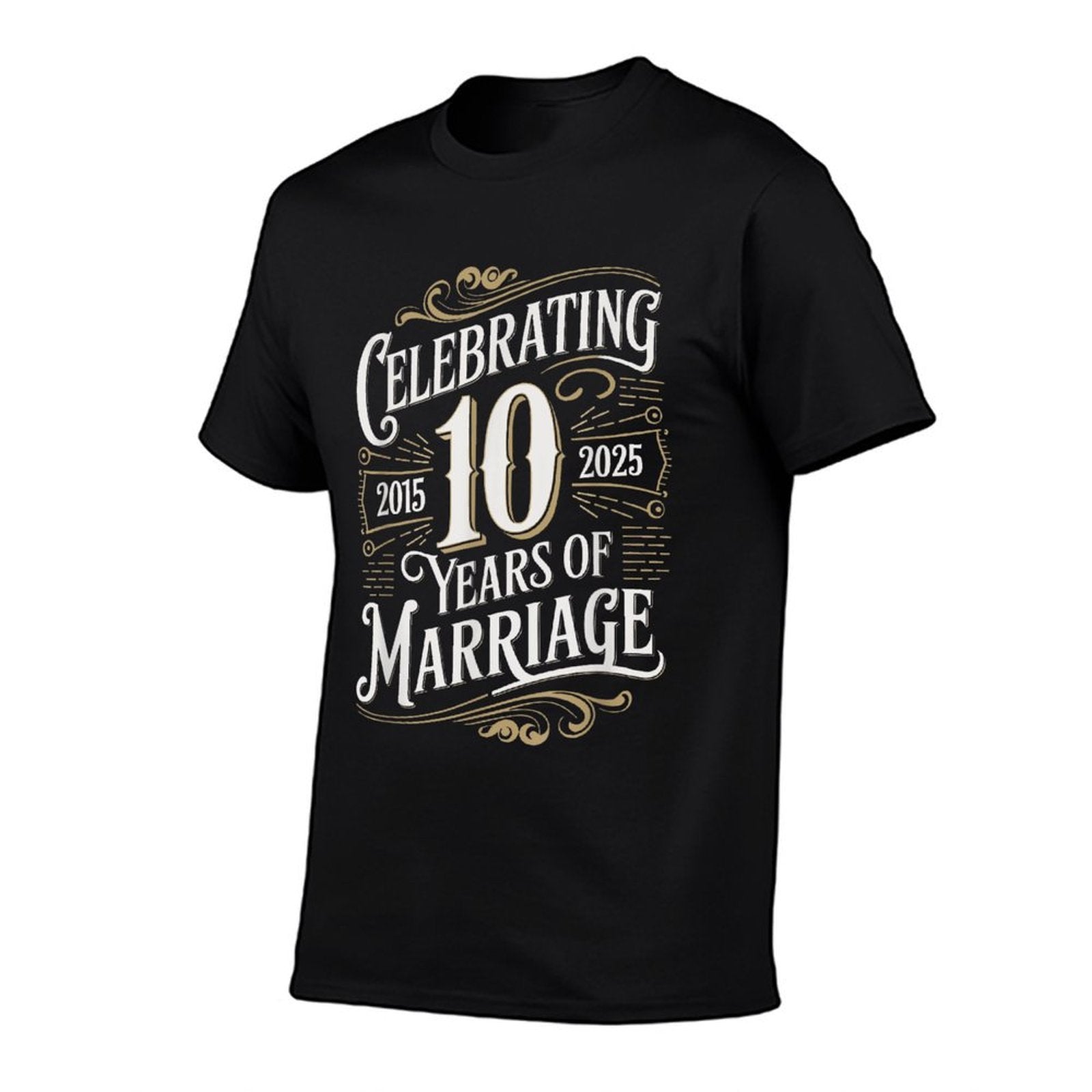 Celebrating 10 Years of Marriage Anniversary Funny Couples  Tagless Design T-Shirt