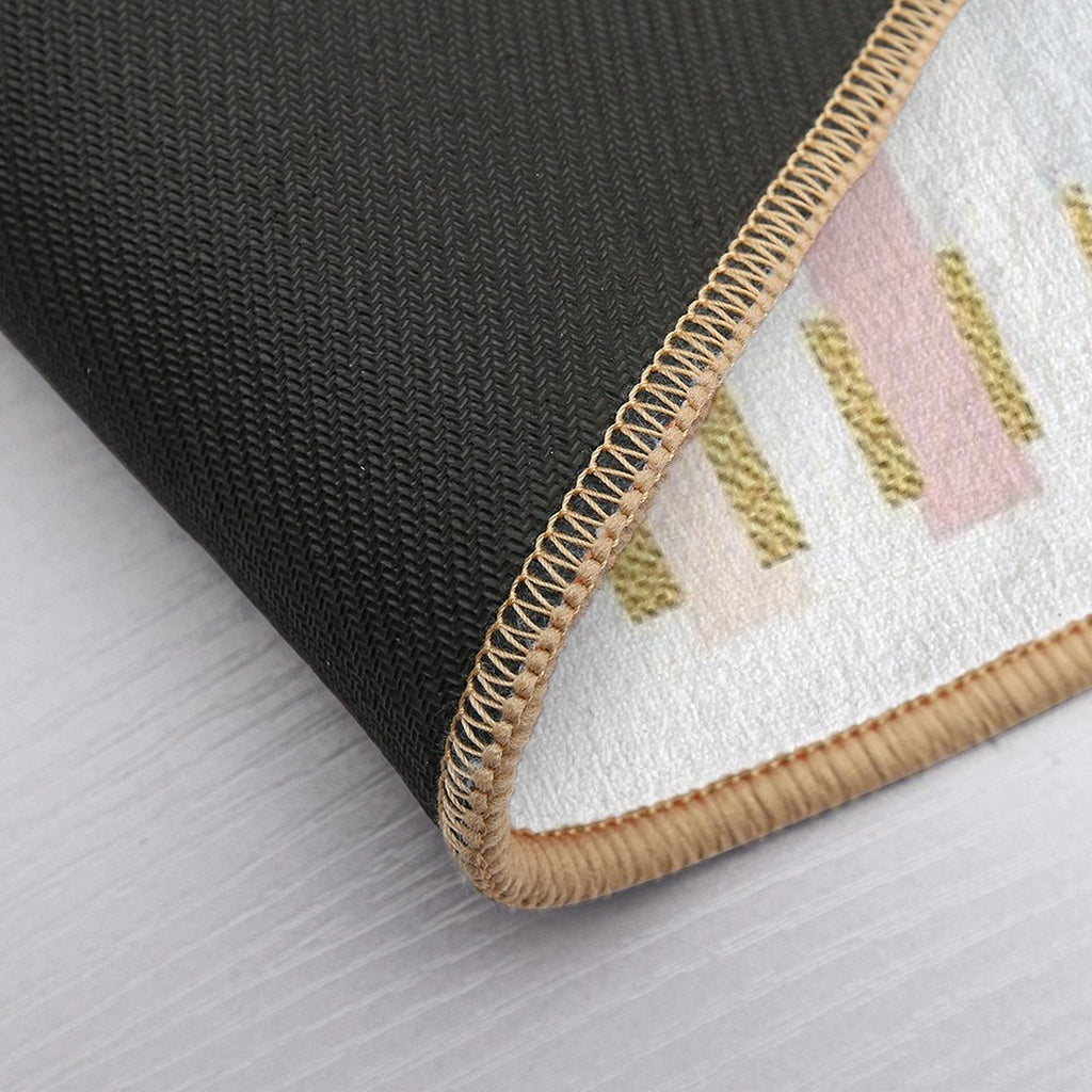 Pastel Stripe with Faded Gold  Rapid-Drying Bath Mat