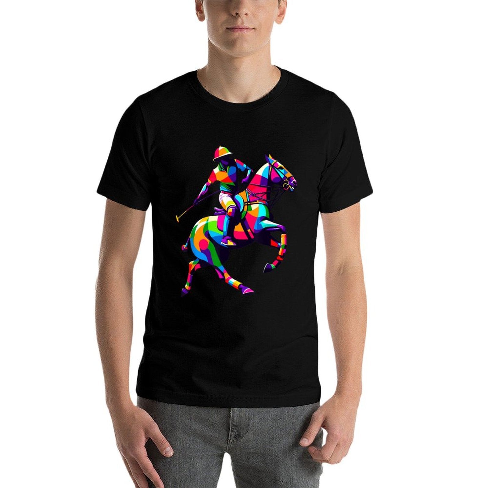 Pop Art Polo Horseback Riding Horses Equestrian Horse  Eco-friendly Material T-Shirt