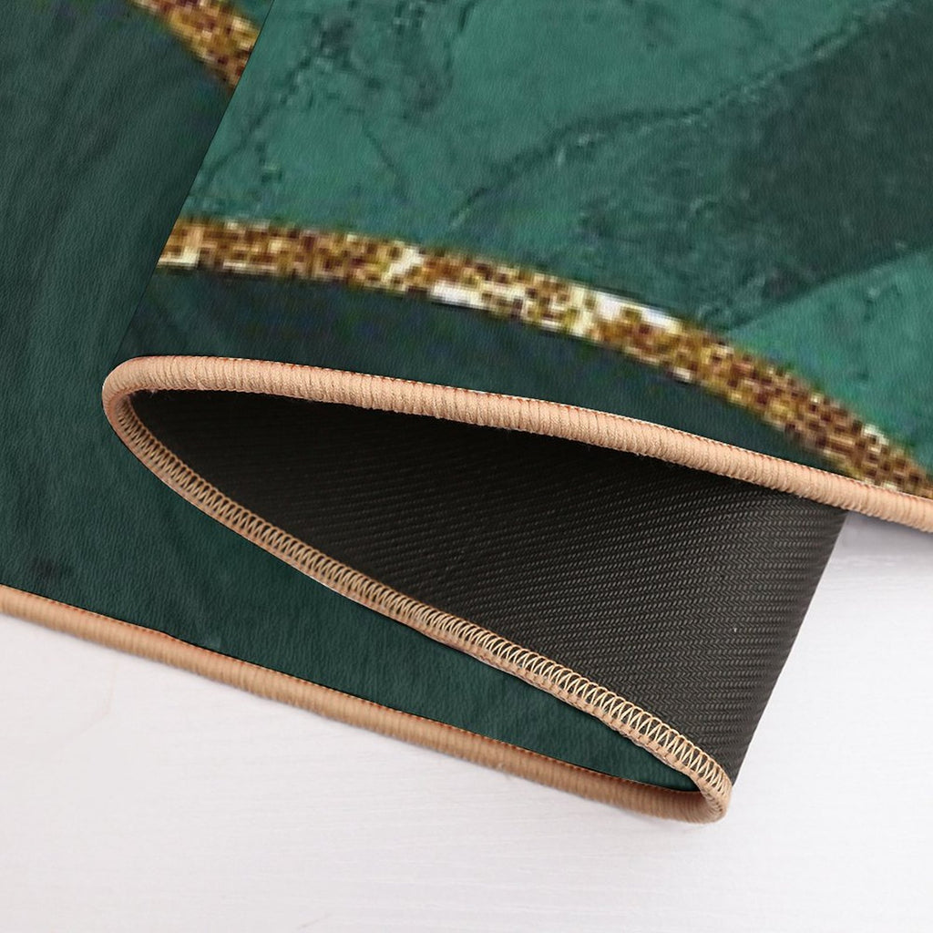 Organic Marbled Pattern Emerald Green  Versatile Bath Mat