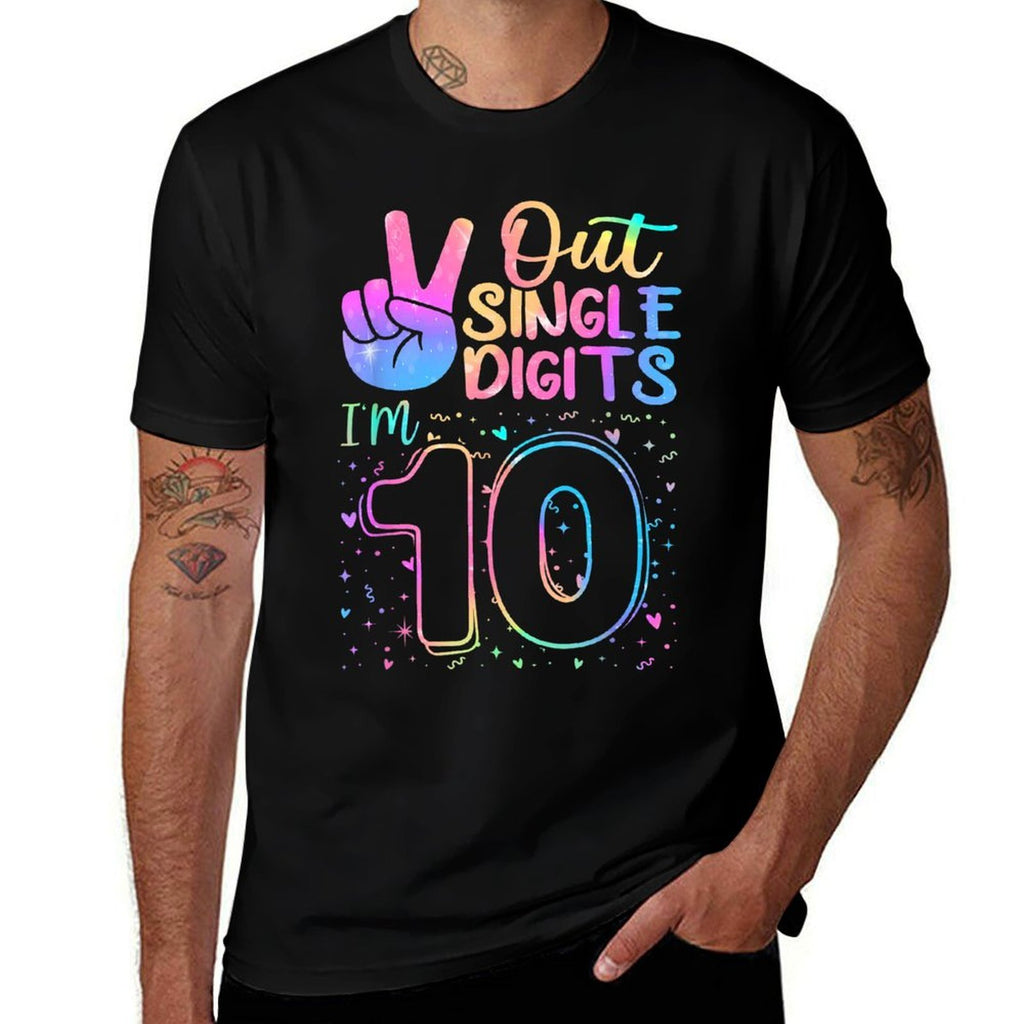 Peace Out Single Digits I'm 10 Year Old 10 Birthday Girl  Moisture-wicking T-Shirt