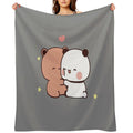 DuDu Bear And BuBu Panda’s Love❤️ Shrink-resistant Throw Blanket