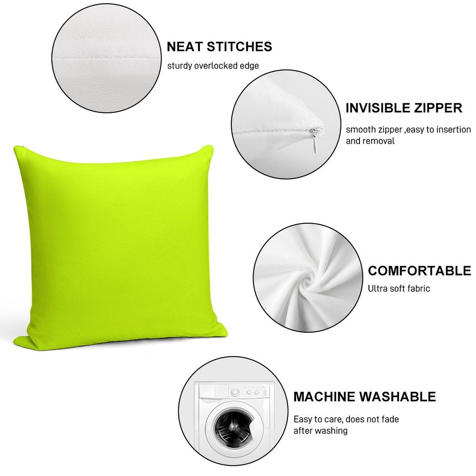 Bright Green Lime Neon Color Soft Gift Ready Throw Pillow