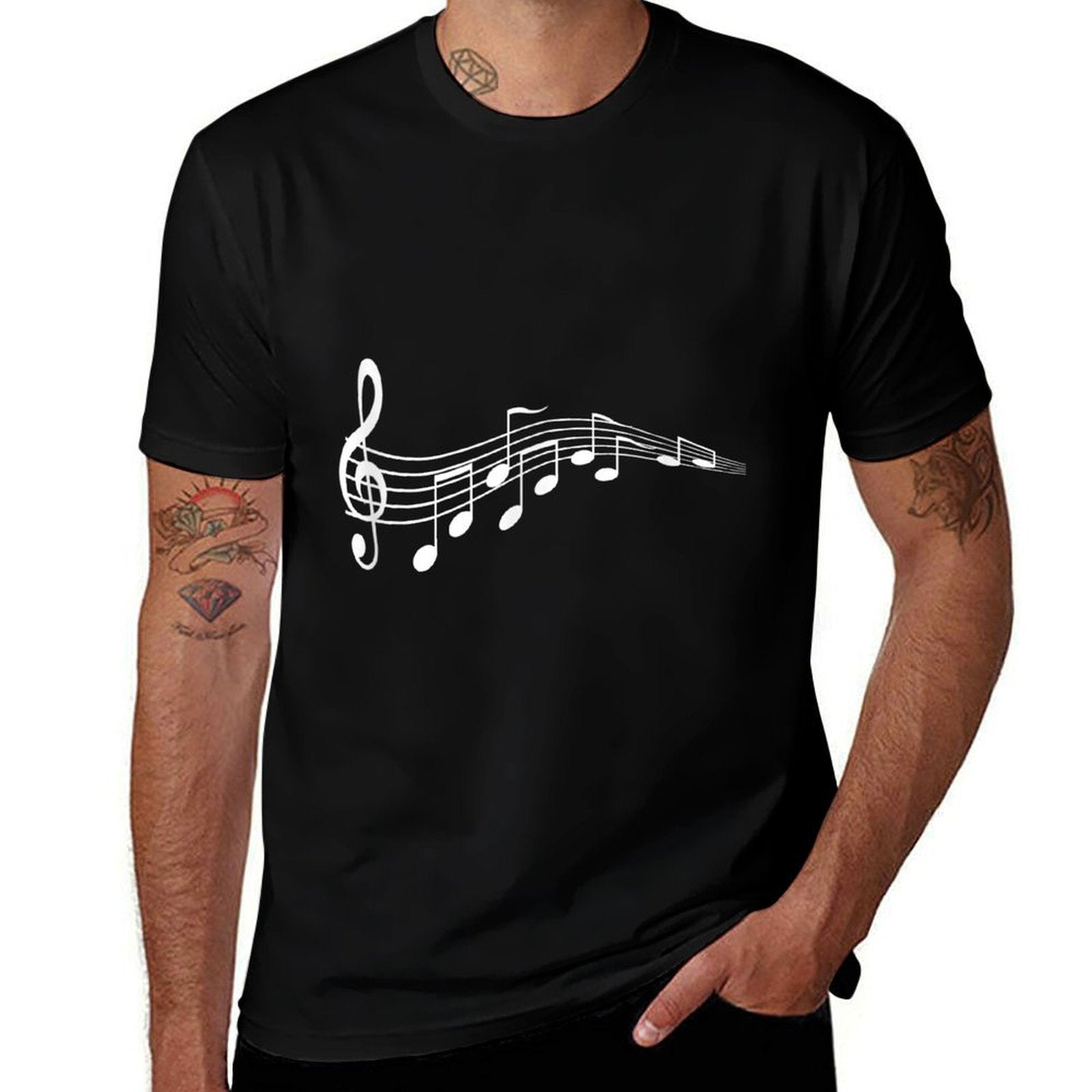 Musical Notes Music Dad T-shirt Text in Treble Clef T-shirt  Vintage-inspired T-Shirt