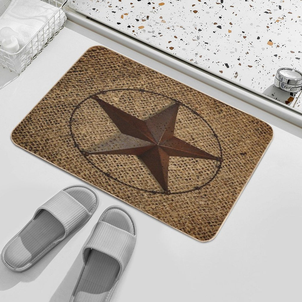 Rustic Western Country Burlap Star Durable Bath Mat