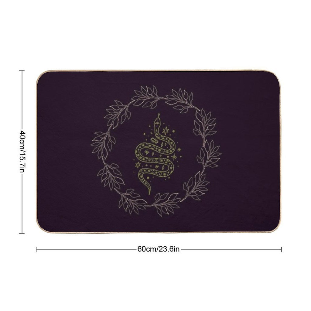 Green Witch Serpent And Wreath Durable Bath Mat