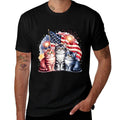Cat Patriotic America Cats USA Fireworks 4th Of July  Summer-ready Fabric T-Shirt