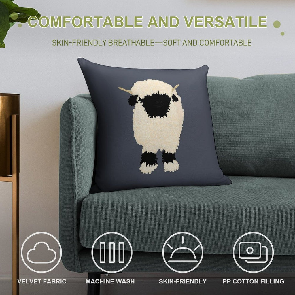 Black Nose Valais Sheep Soft Luxury Feel Throw Pillow