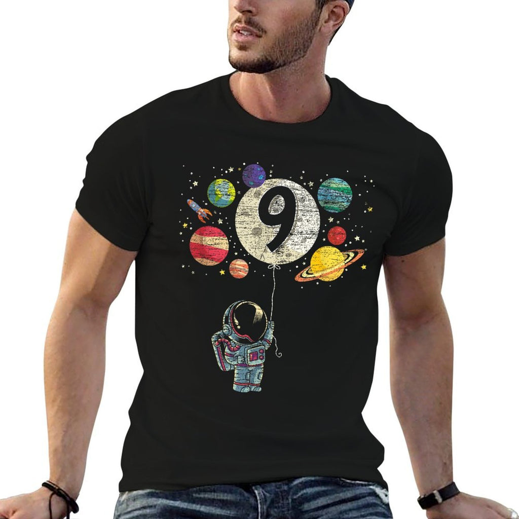 9 Years Old Birthday Boy Gifts Astronaut 9th Birthday  Fade-proof Color T-Shirt