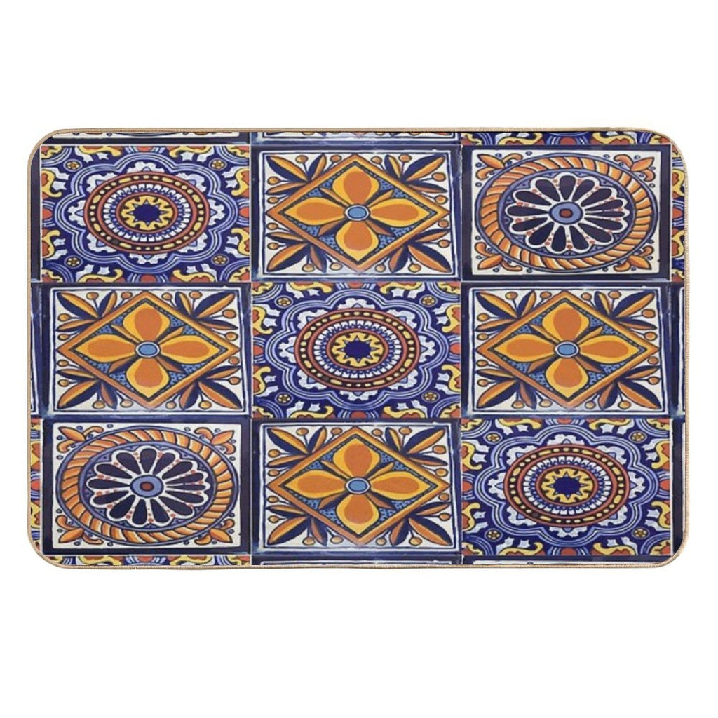 Mix Yellow Mexican Folk Art Authentic Talavera Tile Hand Painted Interior Decoration  Eco-Friendly Bath Mat