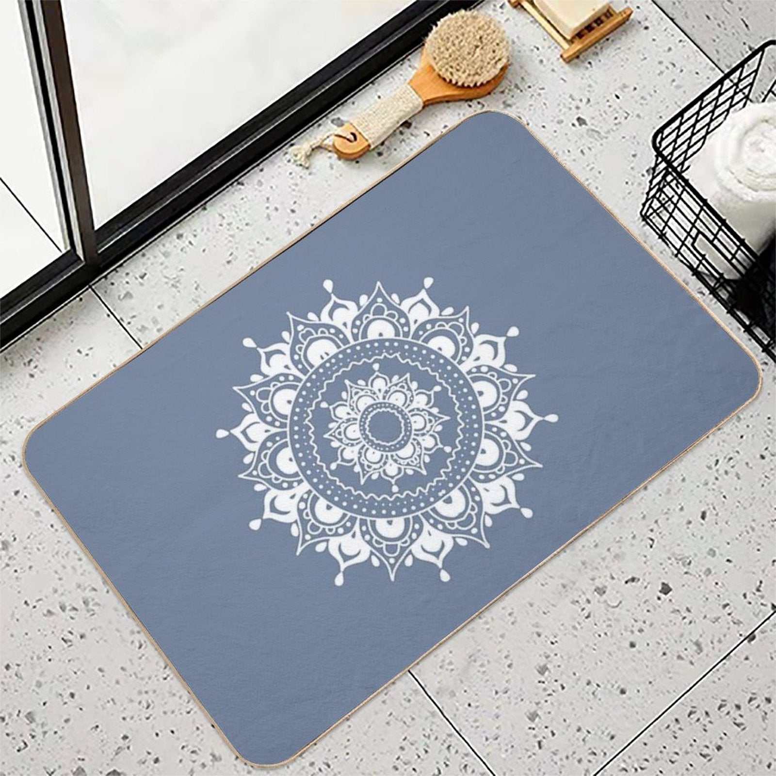 Classic Black And White Mandala Art Durable Bath Mat