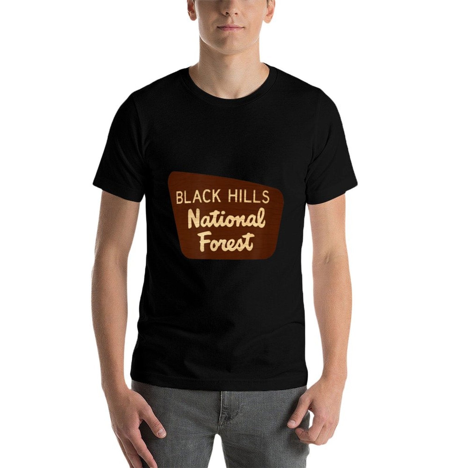 Black Hills National Forest Entrance Sign South Dakota Wyo  Rolled Sleeves T-Shirt