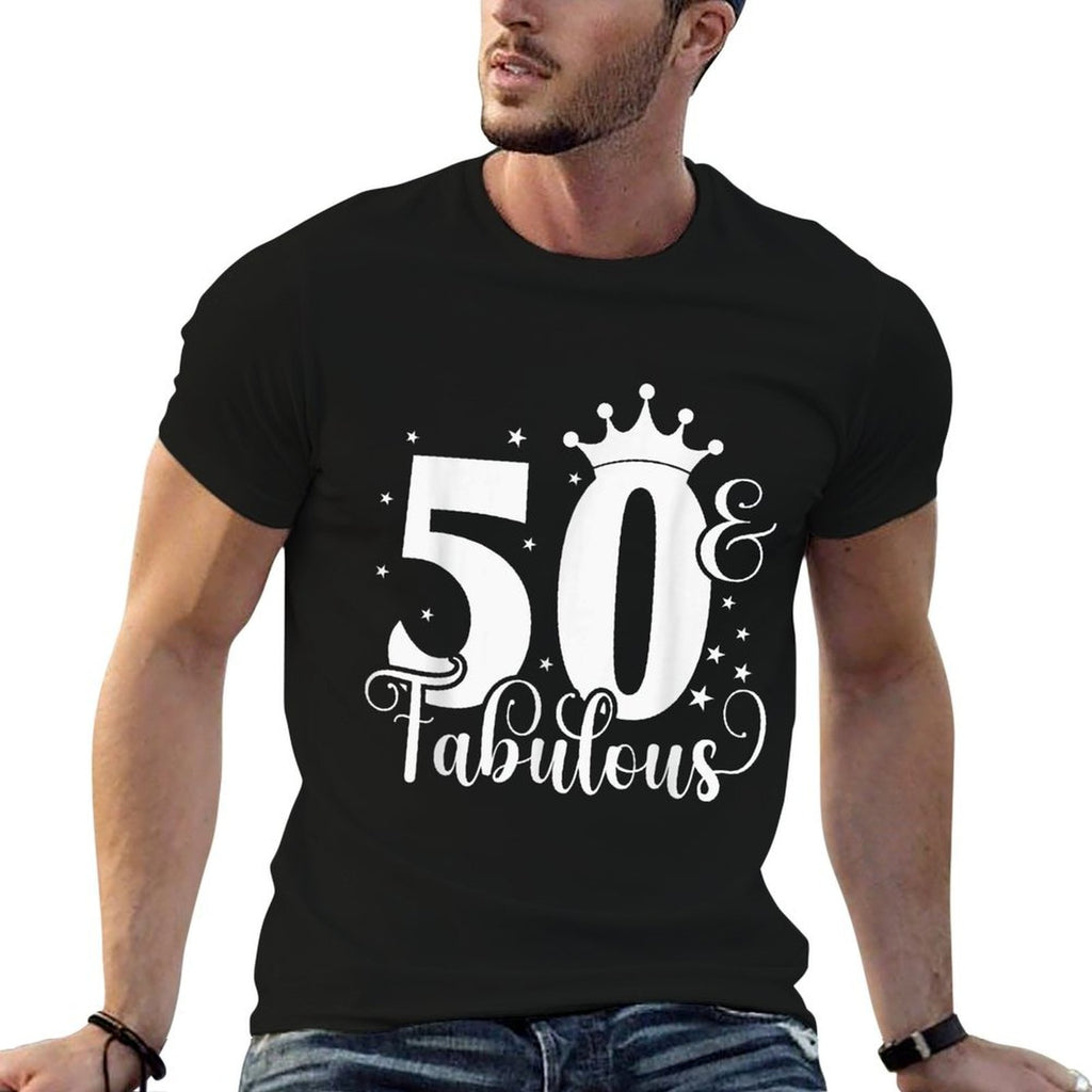 50 & Fabulous Queen Crown 50 Years Old 50th Birthday  Slim-fit Cut T-Shirt