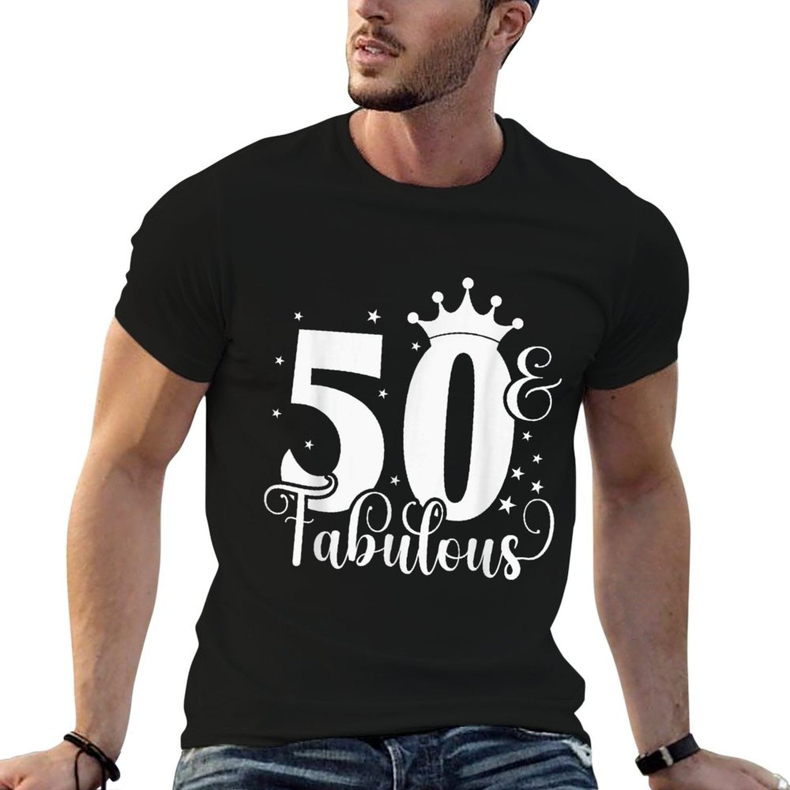50 & Fabulous Queen Crown 50 Years Old 50th Birthday  Slim-fit Cut T-Shirt