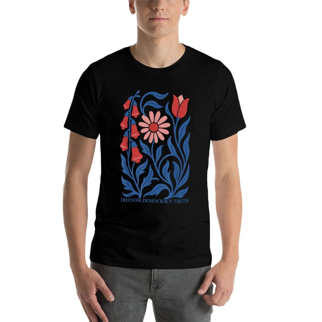Boho Floral Freedom Democracy Truth Patriotic 4th Of July  Versatile T-Shirt