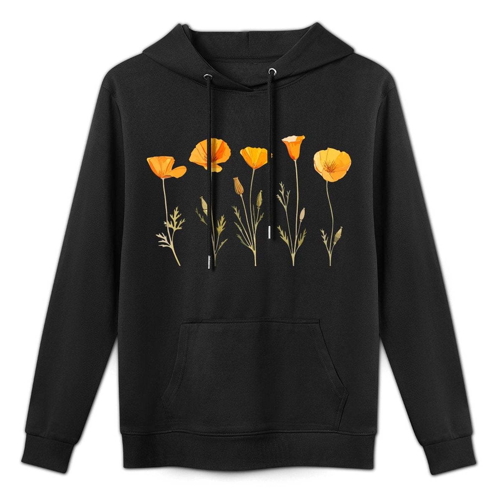 Vintage California Poppy Flower Durable Construction Hoodie