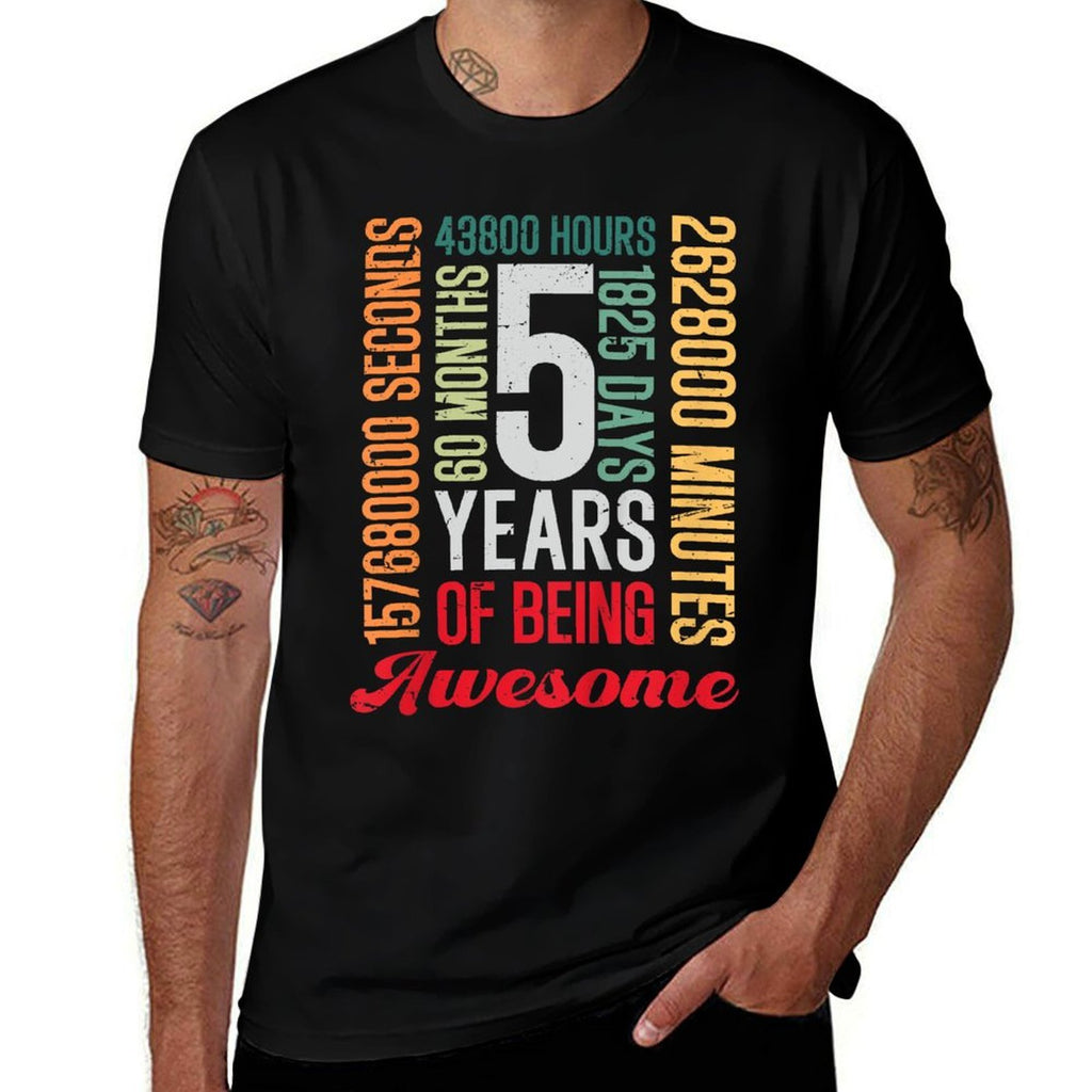 Kids 5th Birthday 5 Years Old Vintage Retro 60 Months Boy Girl  Stretchy T-Shirt