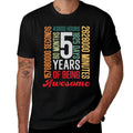 Kids 5th Birthday 5 Years Old Vintage Retro 60 Months Boy Girl  Stretchy T-Shirt
