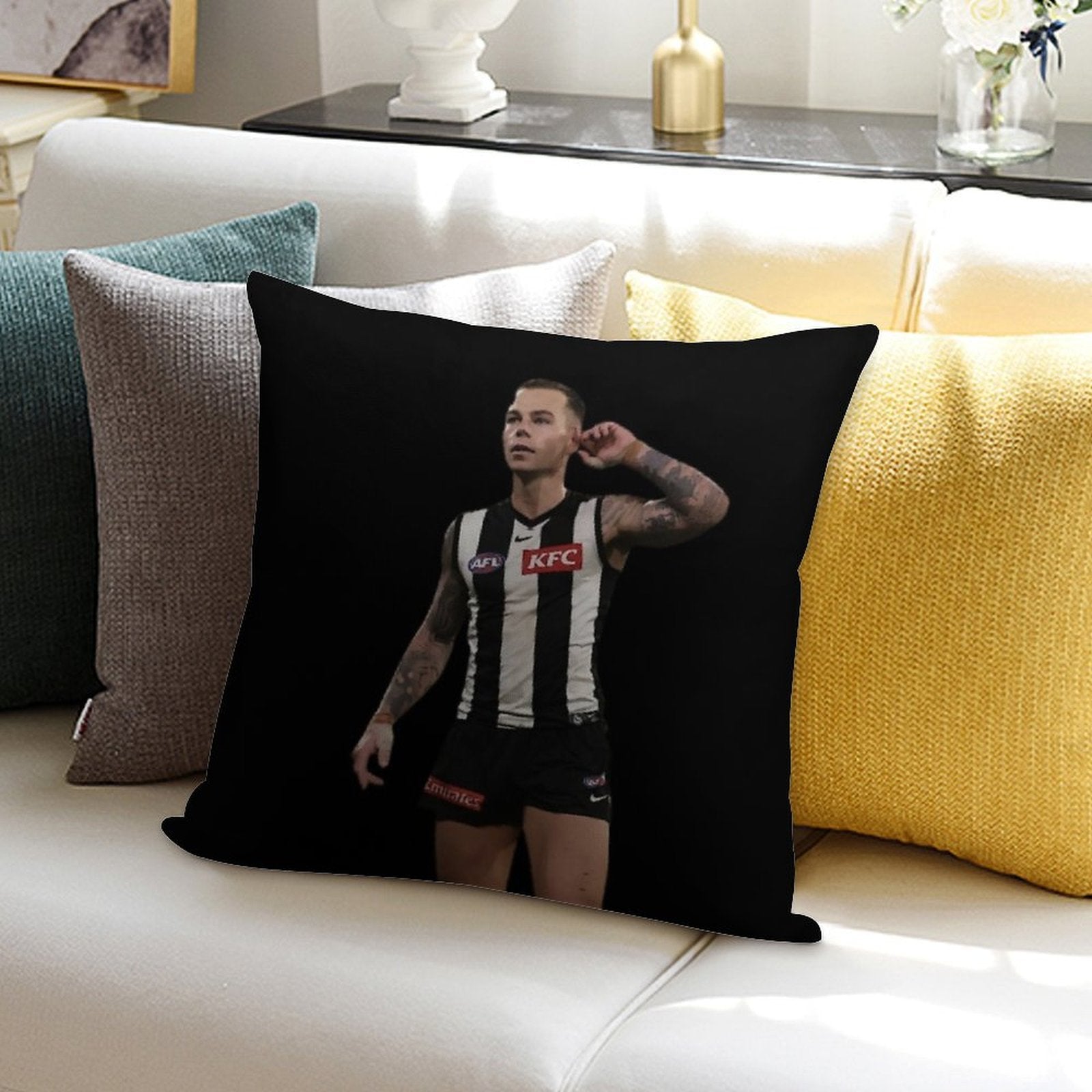 Jamie Elliott Clutch Goal Celebration Soft Easy Maintenance Throw Pillow