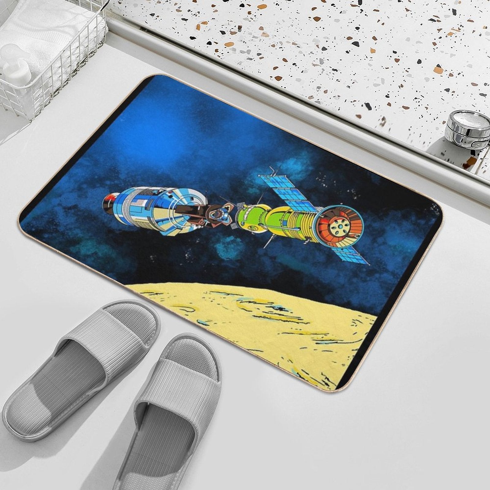 Space Mission Retro Pinball  Absorbent Bath Mat